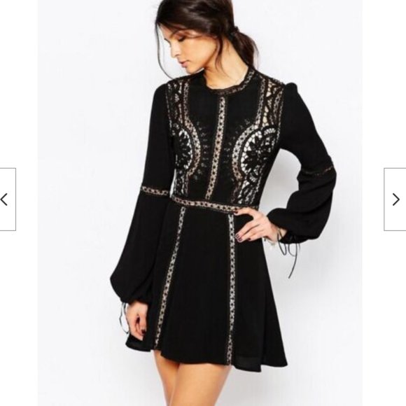 For Love and Lemons Penelope Mini Dress Black - Picture 1 of 6